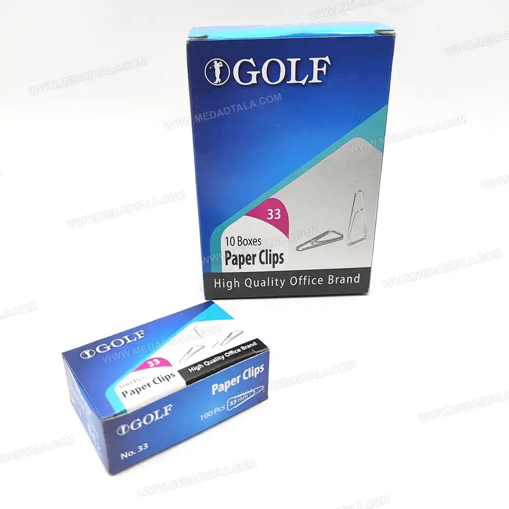 گیره کاغذ (کله قندی) 33 میلیمتری گلف بسته 100 عددی GOLF