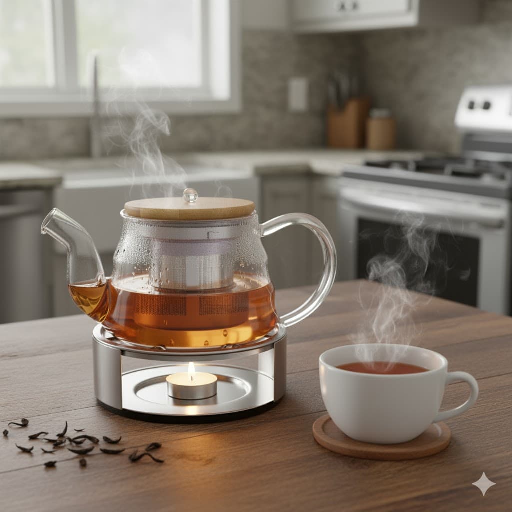 قوری پیرکس در چوبی 850ML یونیک کد UN-7918 — تصویر ۲