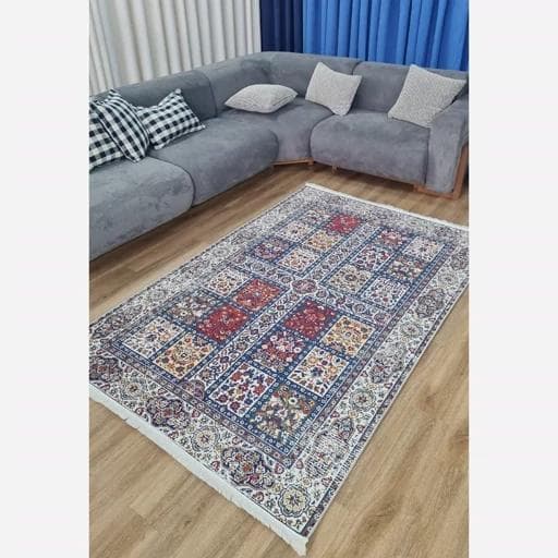 فرشینه | فرش چاپی برند حسن نیا چاپی هازان ترک طرح ابریشمی کد 151(پس کرایه) — تصویر ۸