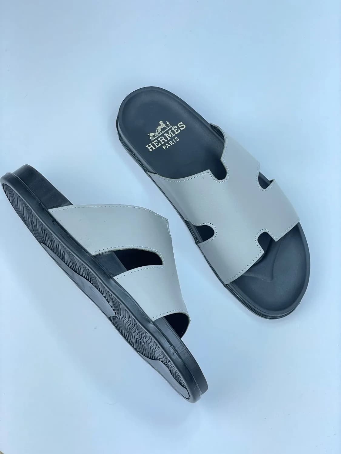 کد 365 اسلیپر صندل HERMES هرمس طوسی مات مشکی — تصویر ۵