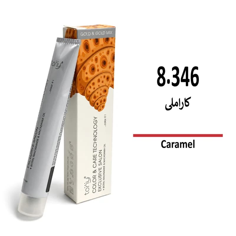 رنگ مو کاراملی تونی 8/346 حجم 100 میلی لیتر — تصویر ۲
