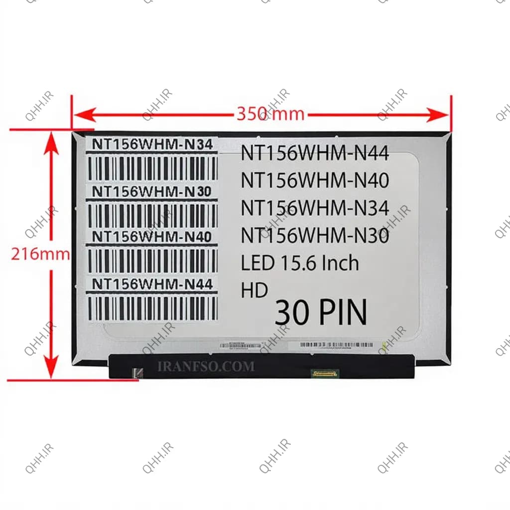 ال ای دی لپ تاپ 15.6 BOE NT156WHM_New نازک مات 30 پین HD بدون جاپیچ 350x216x3.2mm — تصویر ۲
