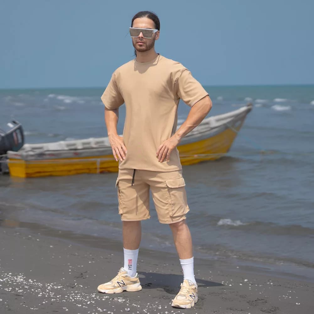 ست تیشرت و شلوارک کارگو مردانه کد 26820 — تصویر ۲