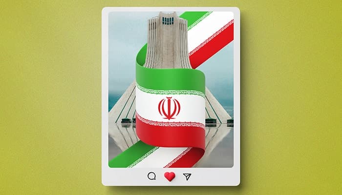 فایل لایه باز پرچم ایران و میدان آزادی طرح پست اینستاگرام