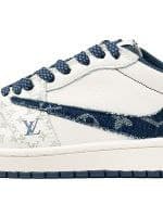 نایک ایر جردن ۱ بدون ساق تراویس اسکات استوسی لویی ویتون سفید آبی Nike air jordan 1 low Travis Scott STUSSY LV White Blue — تصویر ۵