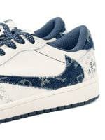 نایک ایر جردن ۱ بدون ساق تراویس اسکات استوسی لویی ویتون سفید آبی Nike air jordan 1 low Travis Scott STUSSY LV White Blue — تصویر ۴