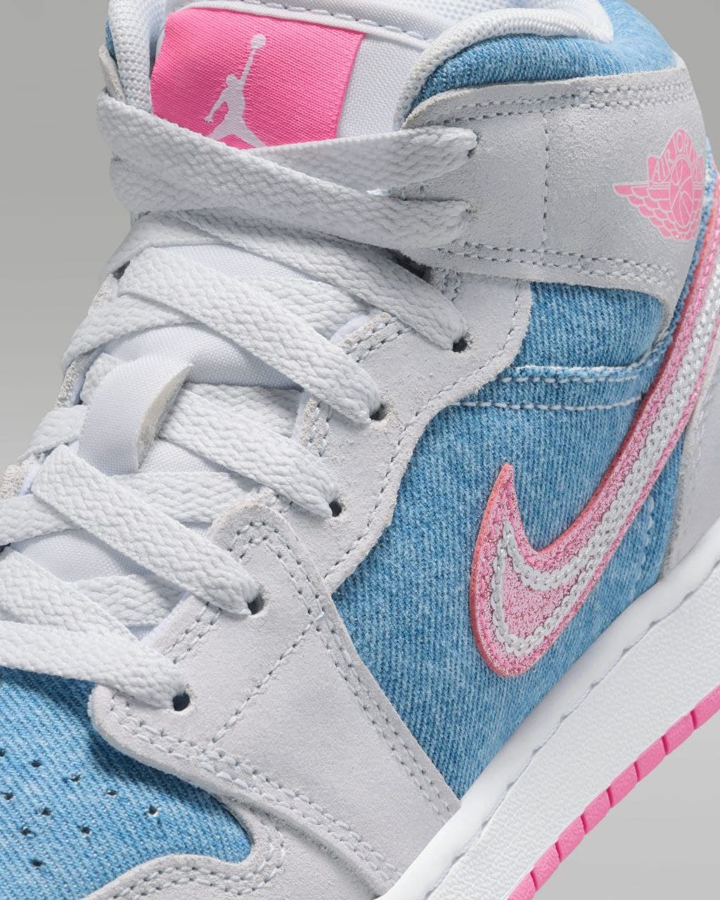 نایک ایر جردن ۱ ساقدار آبی صورتی Nike air jordan 1 high Denim Sequin — تصویر ۷