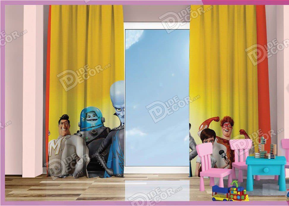 پرده پانچ مخمل چاپی کودک کد K-69