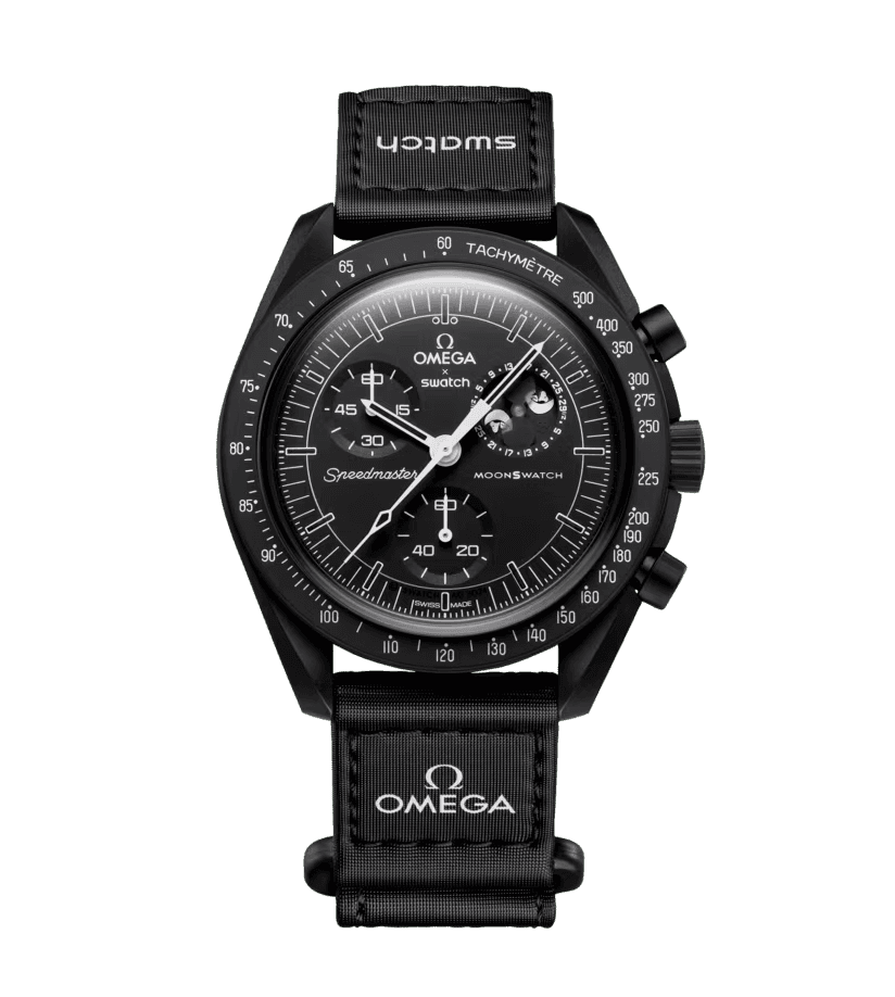 ساعت امگا سواچ مدل MISSION TO THE MOONPHASE – NEW MOON (SO33B700)