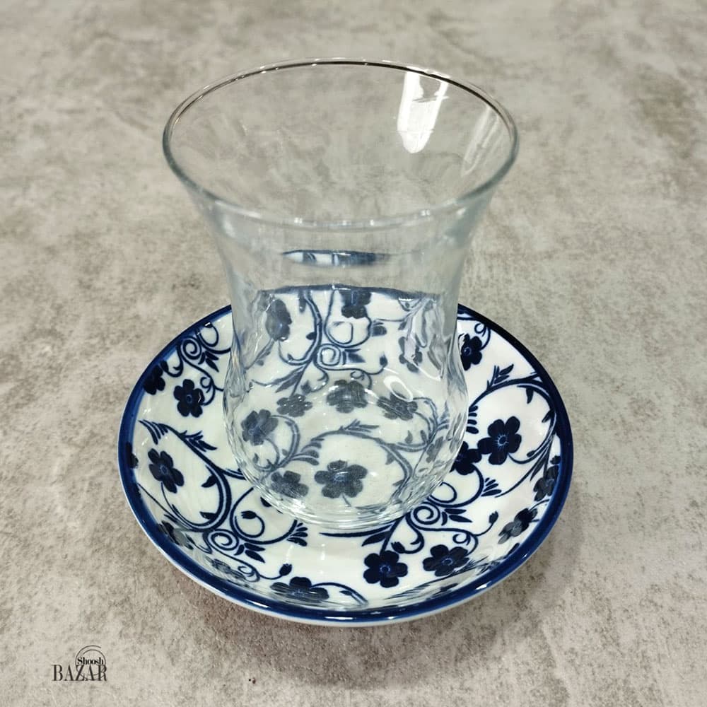 نعلبکی سرامیکی سایز 9.5 گل آبی چین — تصویر ۳