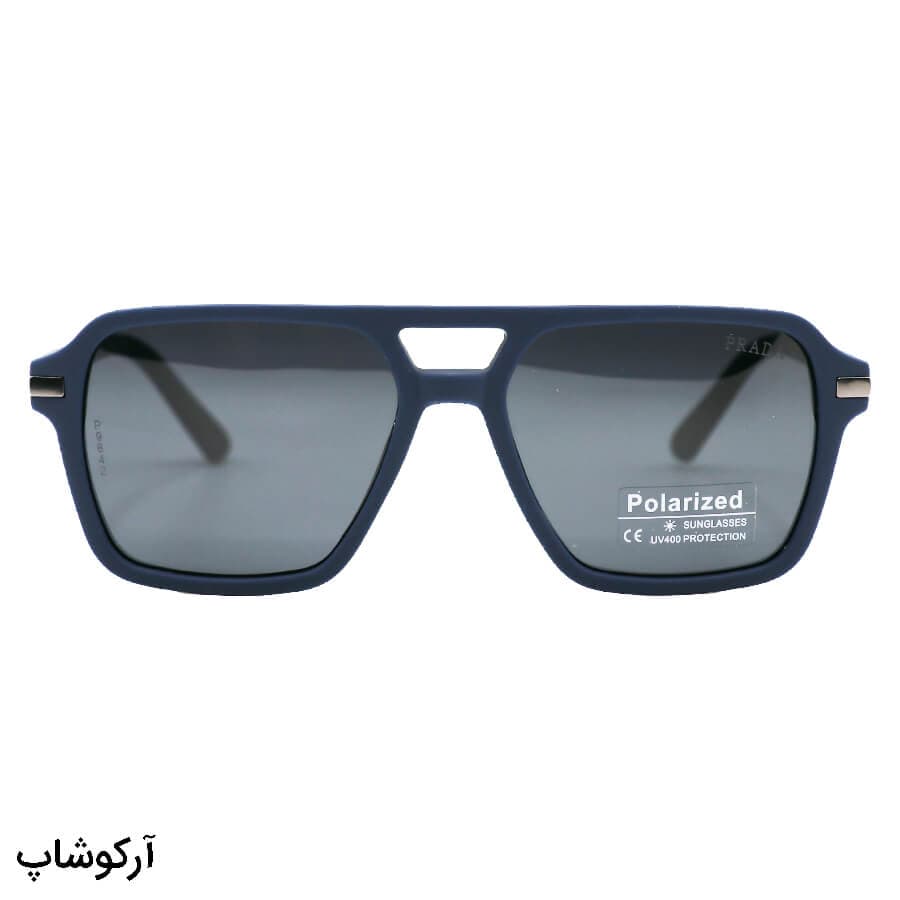 عینک آفتابی پرادا با فریم خلبانی، رنگ سفید مات (یخی) و لنز پلاریزه و دودی تیره مدل P9842 — تصویر ۱۲