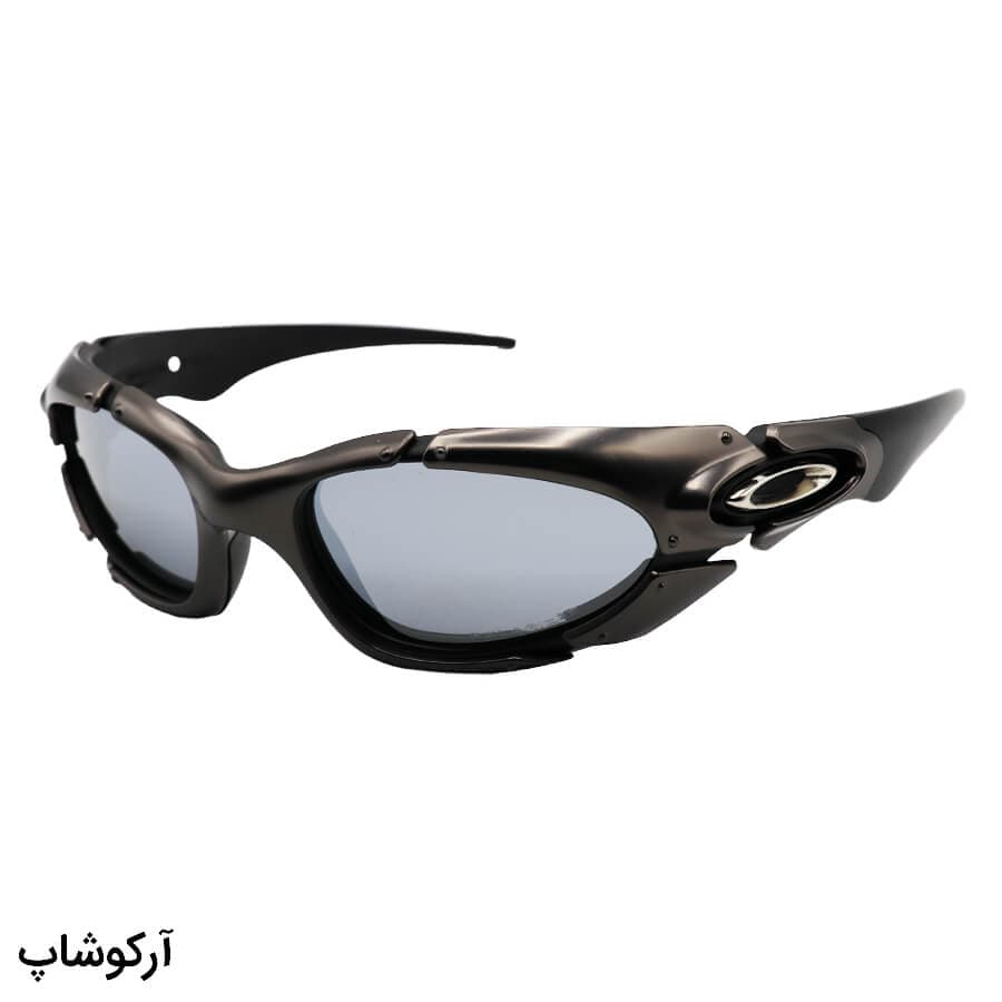 عینک آفتابی پلاریزه OAKLEY با فریم فلزی، رنگ نوک مدادی و لنز آینهای و نقرهای به همراه پک مدل 9367