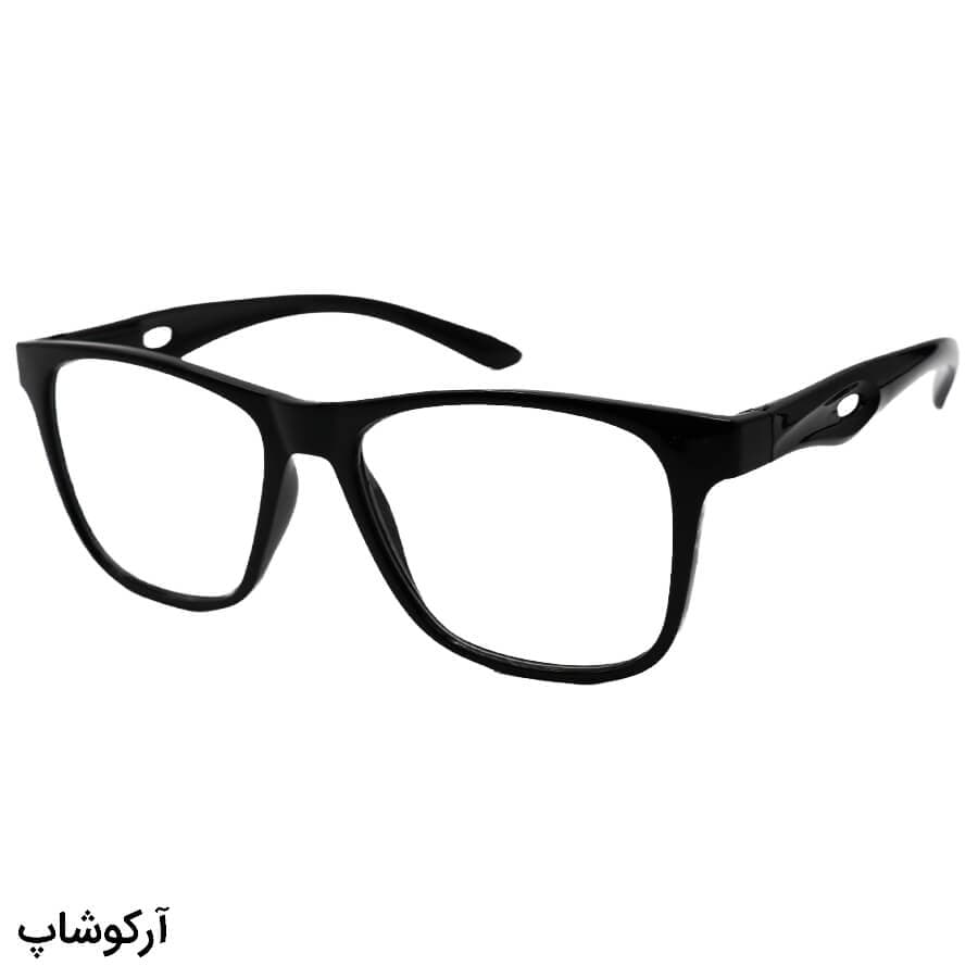عینک مطالعه نزدیک بین نمره +1.50 با فریم مربعی شکل، مشکی رنگ و از جنس کائوچو مدل 22-6