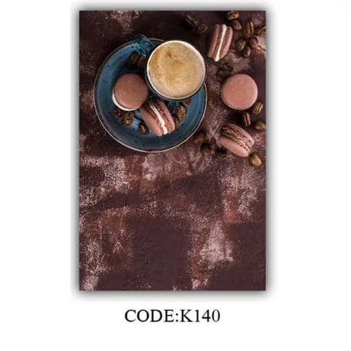 فرشینه آشپزخانه مخمل ترک طرح قهوه و ماکارون رنگ قهوهای کد k140 — تصویر ۴