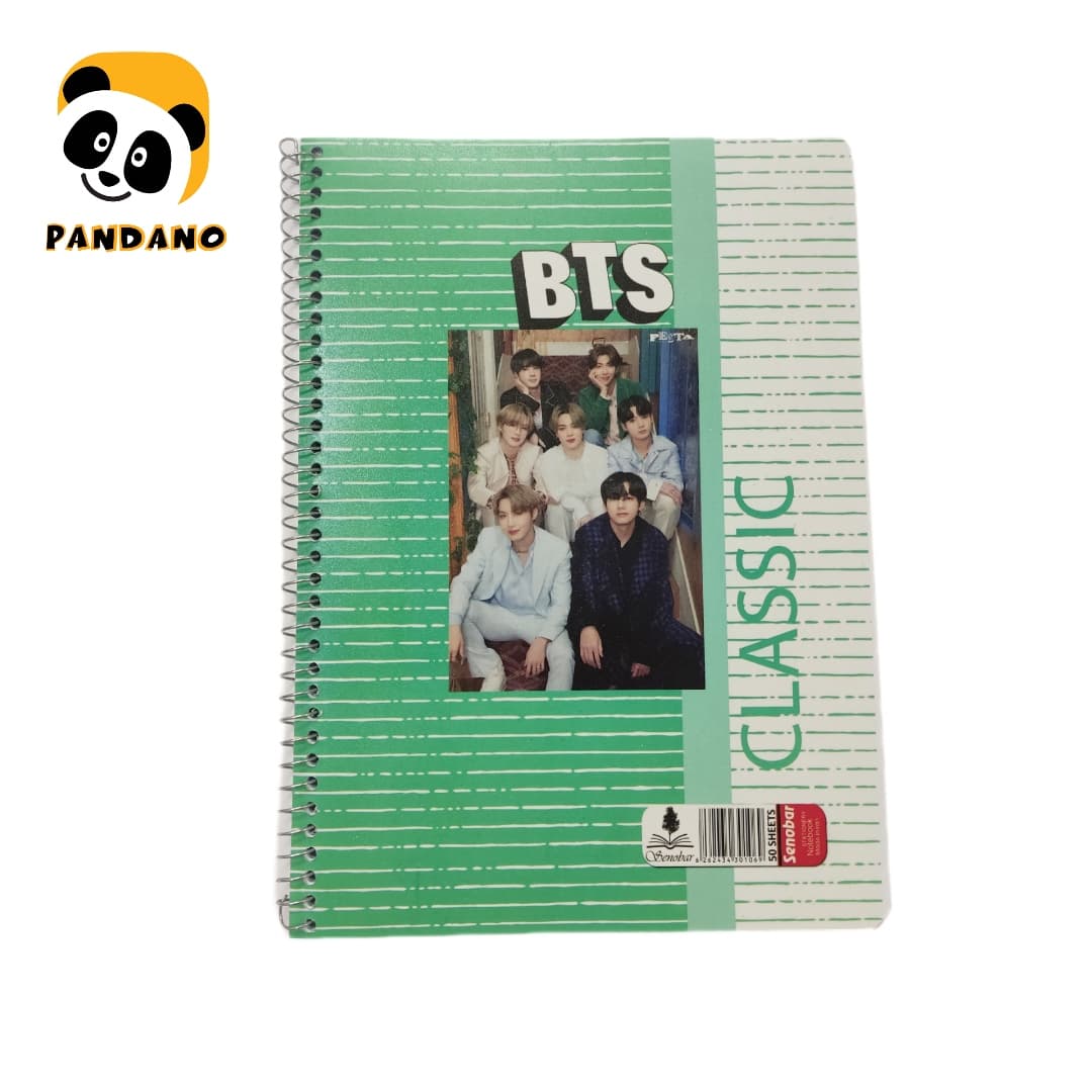 دفتر 50 برگ فنری کلاسیک طرح گروه بی تی اس (BTS) — تصویر ۲