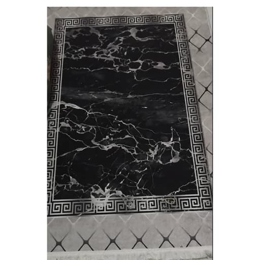 فرشینه مخمل ترک ورساچه مشکی نقره ای کد h437 — تصویر ۲