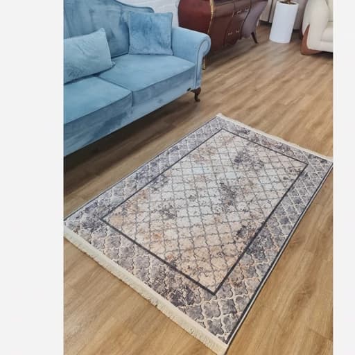 فرشینه مخمل ترک طرح طوسی وینتیج کد h461 — تصویر ۷