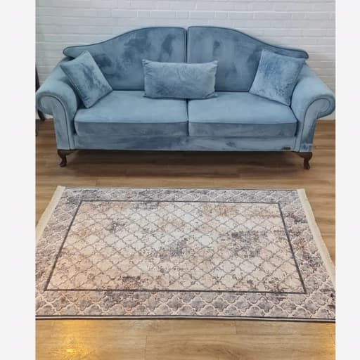 فرشینه مخمل ترک طرح طوسی وینتیج کد h461 — تصویر ۳