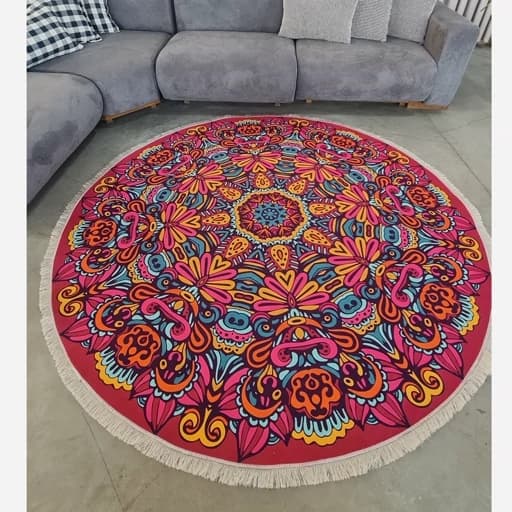 فرشینه مدرن مخمل شانل ترک گرد با زیره ضد سُر کد D169