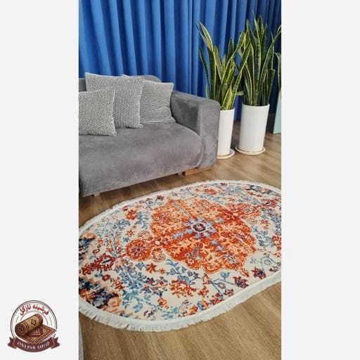 فرشینه بیضی | مخمل نرم و صاف | استُپ دار (ضدلغزش) b142 — تصویر ۴