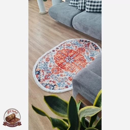 فرشینه بیضی | مخمل نرم و صاف | استُپ دار (ضدلغزش) b142 — تصویر ۲