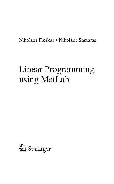 کتاب Linear Programming Using MATLAB