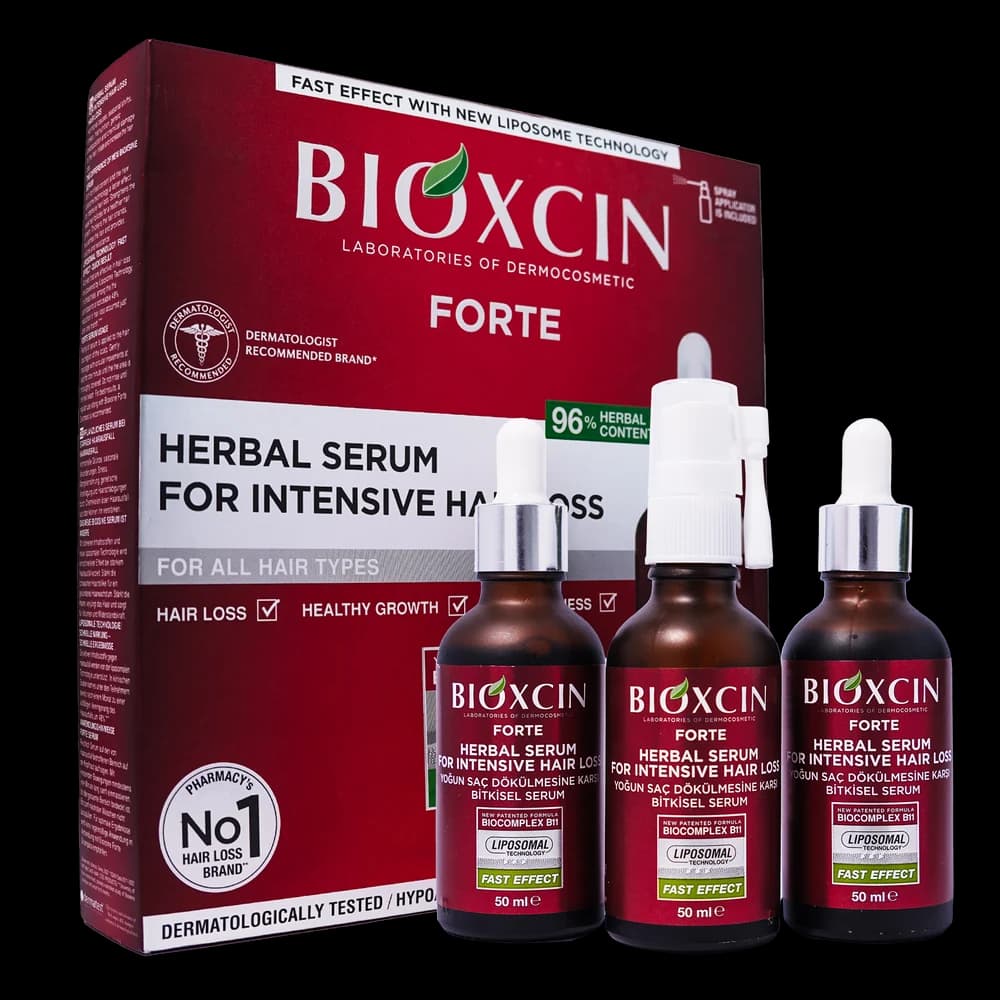 پک سه تایی سرم ضد ریزش مو بیوکسین مدل Forte حجم ۳ × ۵۰ میلی لیتر — تصویر ۲