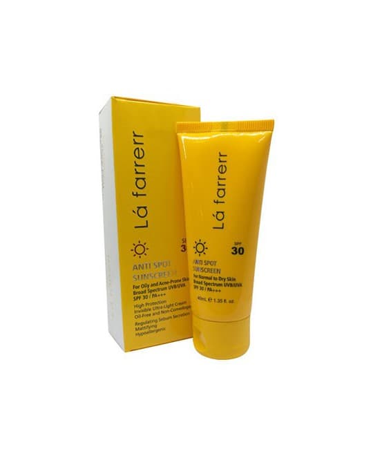 کرم ضد آفتاب و ضد لک بی رنگ پوست چرب SPF 30 لافارر 40 میلی لیتر — تصویر ۲
