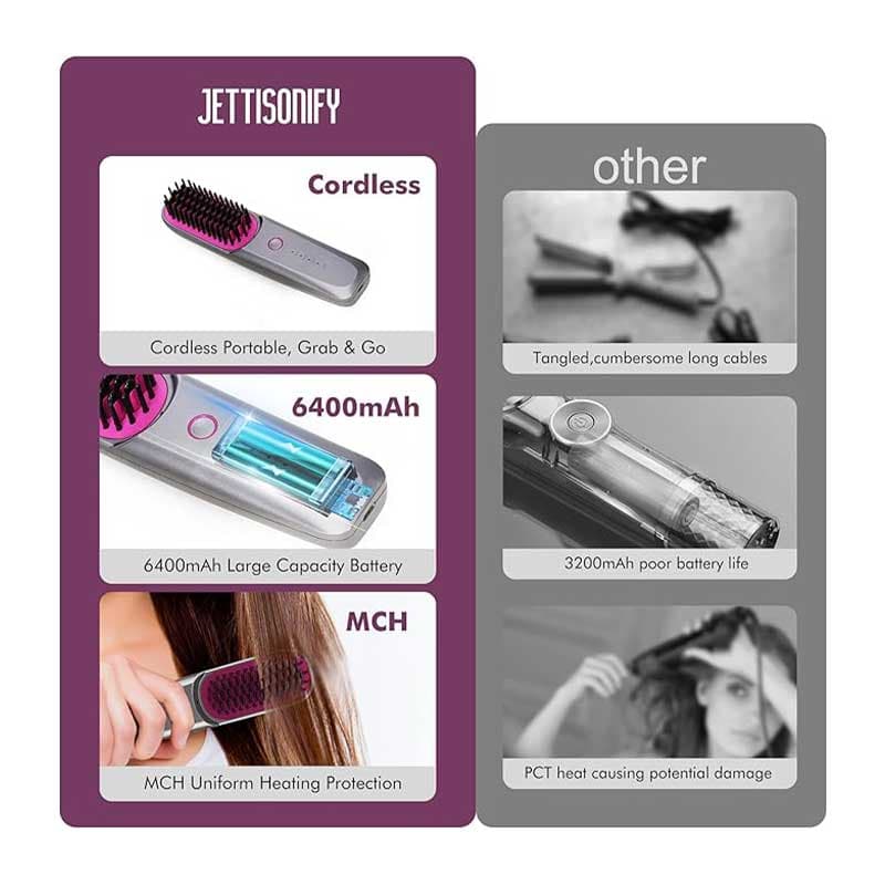 برس صاف کننده مو شارژی 2 کاره مدل S16 برند Jettisonify — تصویر ۳