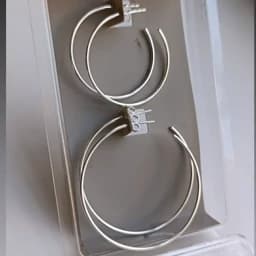 گوشواره نقره حلقه ای زنانه 925عیار پک دو جفتی کیفیت تضمینی — تصویر ۲