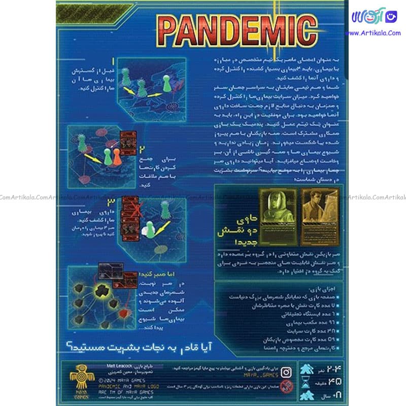 بازی فکری پندمیک (PANDEMIC) مایا گیمز — تصویر ۴