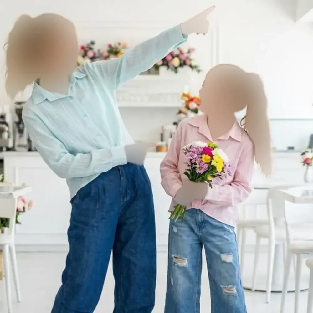 شومیز تابستانه دخترانه مدل گره ای چپ و راستی کد H21234 — تصویر ۲