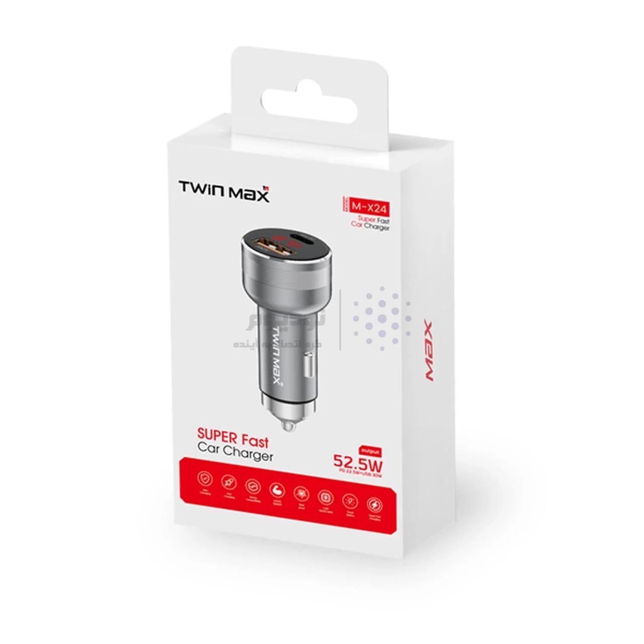 شارژر فندکی PD و فست دو پورت TwinMax مدل MX-24 52.5W – نقره ای — تصویر ۴