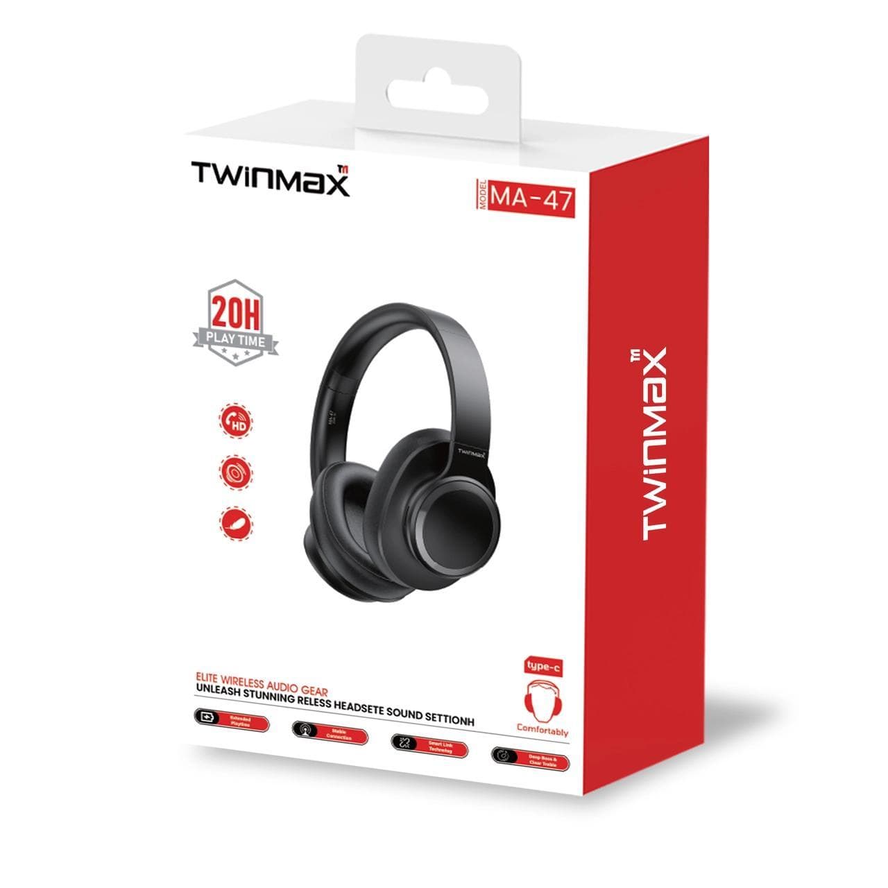 هدفون بی سیم TwinMax مدل MA-47 – مشکی — تصویر ۴