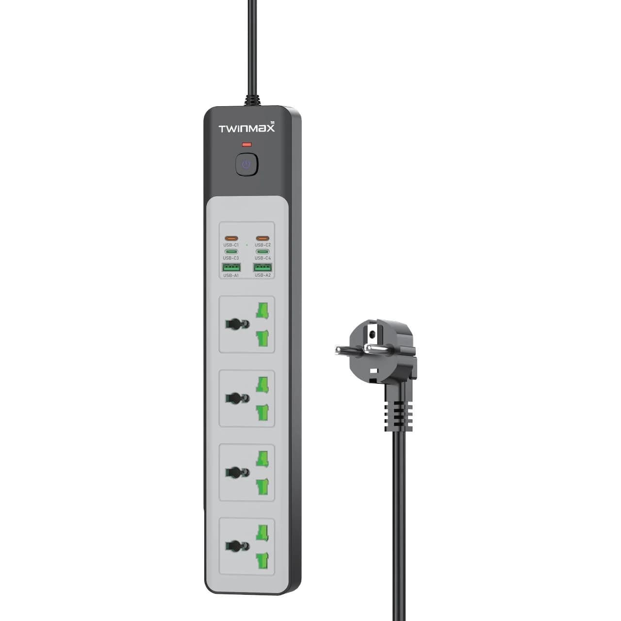 چندراهی برق 4 خانه TwinMax مدل MX-60 65W – مشکی