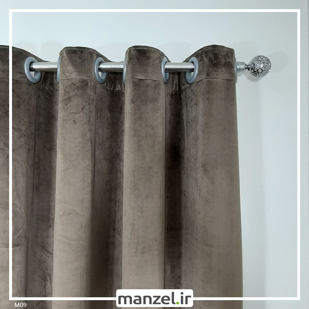 پرده پانچ مخمل ساده قهوه ای روشن کد M09 — تصویر ۲