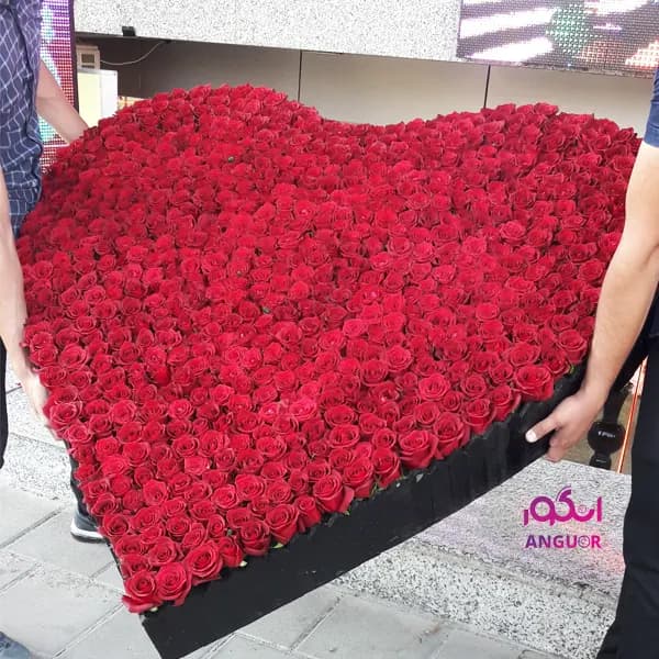 باکس گل رز قلبی 1000 شاخه (عاشقانه دوستت دارم!)