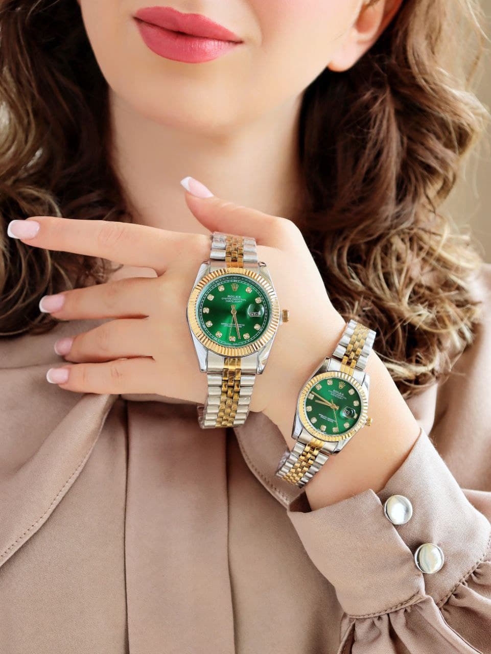ست ساعت مردانه زنانه رولکس ROLEX ضدآب رنگ ثابت آرام گرد تاریخ دار دارای قفل اصلی کیفیت عالی دارای رنگبندی متنوع کد 2116323 — تصویر ۷
