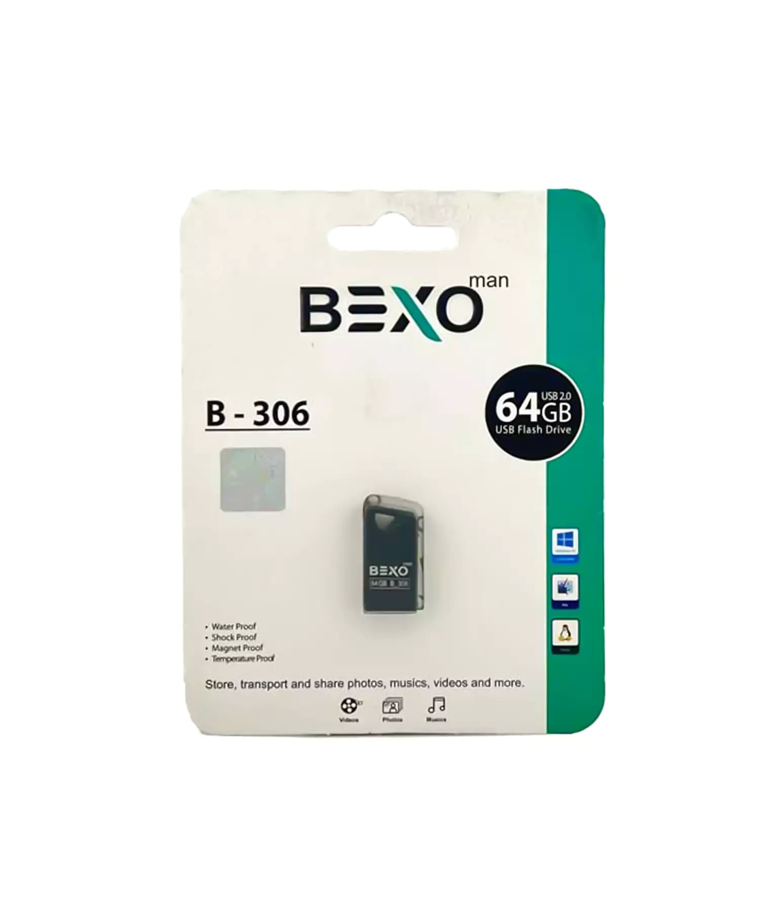 فلش مموری بکسو مدل B-306 USB 2.0 ظرفیت 64 گیگابایت — تصویر ۳