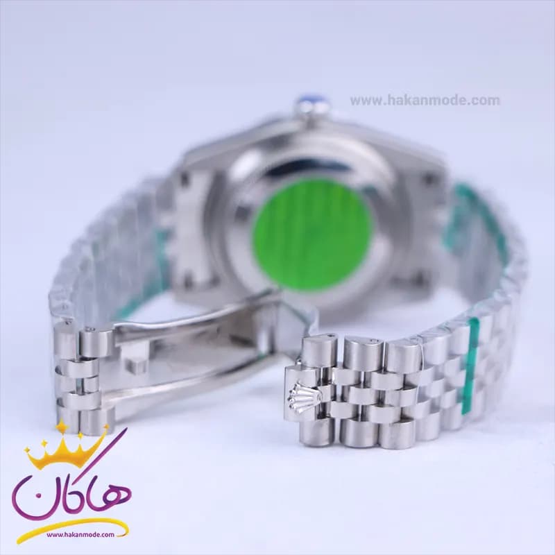 ساعت رولکس مردانه فلزی دیت جاست نقره ای صفحه سبز 4043/45 — تصویر ۲