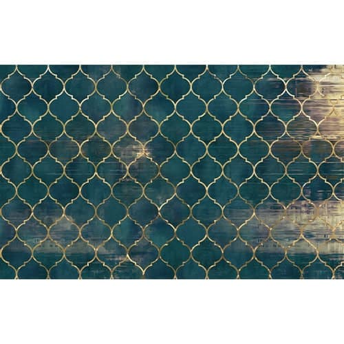 پوستر کاغذ دیواری پتینه و گل سبزآبی PA0031 — تصویر ۲