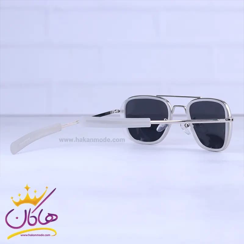عینک آفتابی مردانه سفید شیشه مشکی P 10-10/2 — تصویر ۴