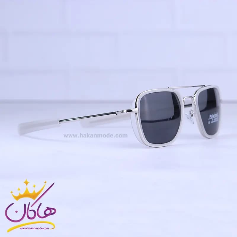 عینک آفتابی مردانه سفید شیشه مشکی P 10-10/2 — تصویر ۳