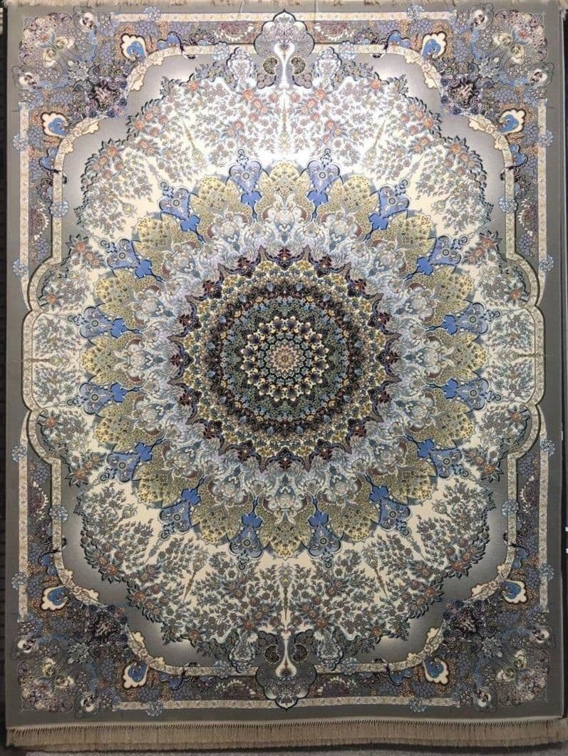 فرش ۱۲۰۰ شانه نقشه جواهر زمینه فیلی
