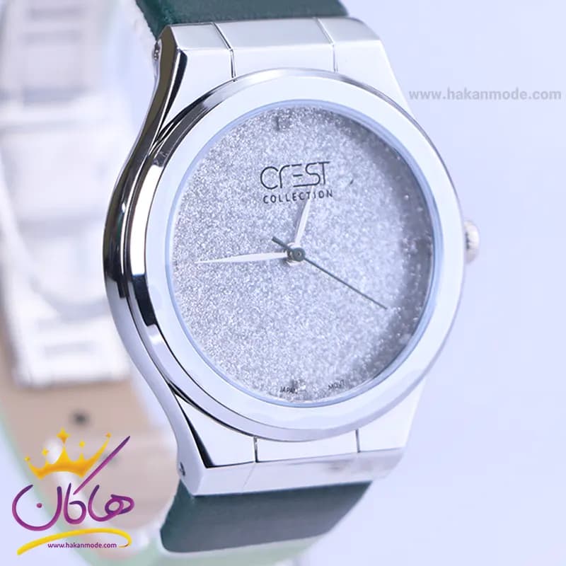 ساعت مچی کرست زنانه بند چرم سبز صفحه شاین crest 6264/1 — تصویر ۲