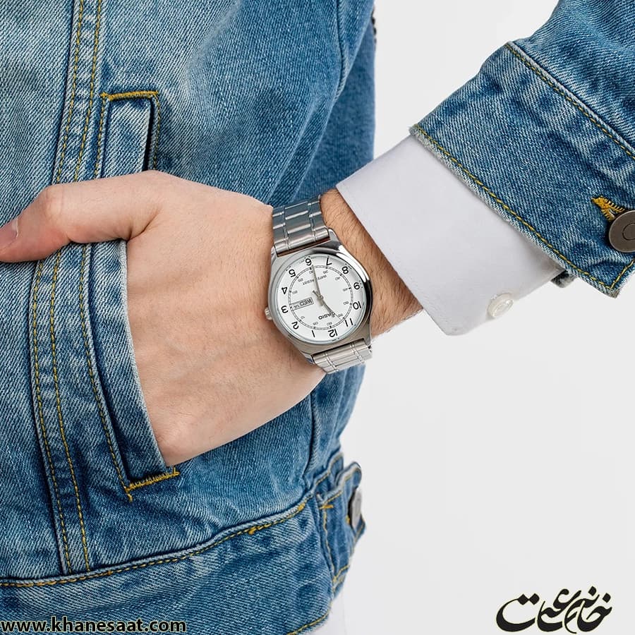 ساعت مچی کاسیو مردانه فلزی نقره ای صفحه سفید MTP-V006D-7B2UDF — تصویر ۵