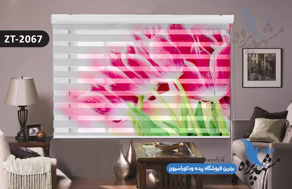پرده زبرا تصویری چاپی طرح گل کد ZT2067