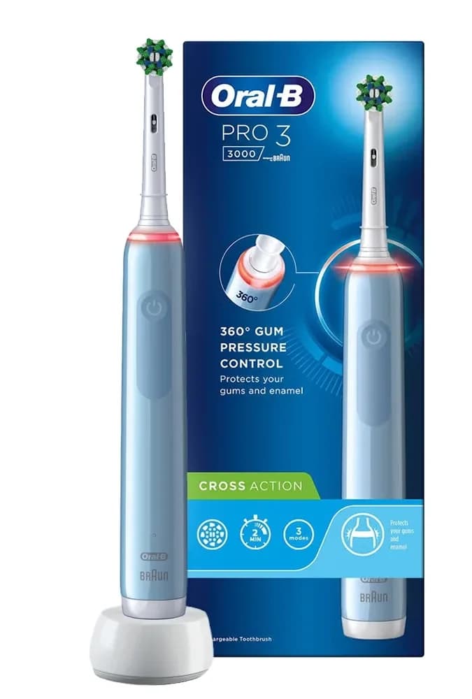مسواک برقی اورال بی مدل ORAL B Pro 3 3000 Pure( کراس اکشن)سنسور فشار لثه .آلمانی