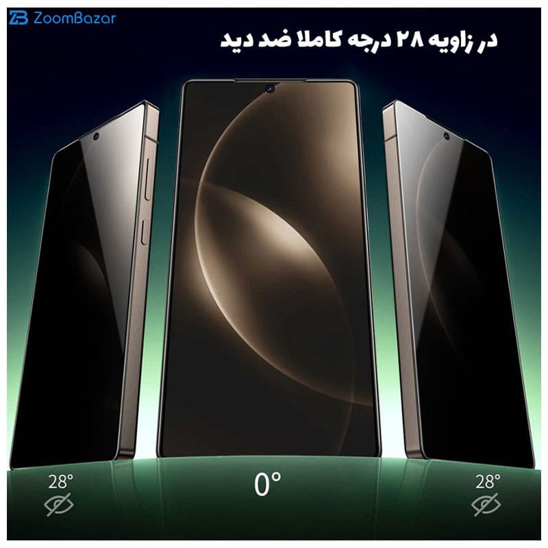 گلس پرایوسی گرین لاین مدل 9H Privacy Shield مناسب برای گوشی موبایل سامسونگ Galaxy S25 Ultra — تصویر ۶