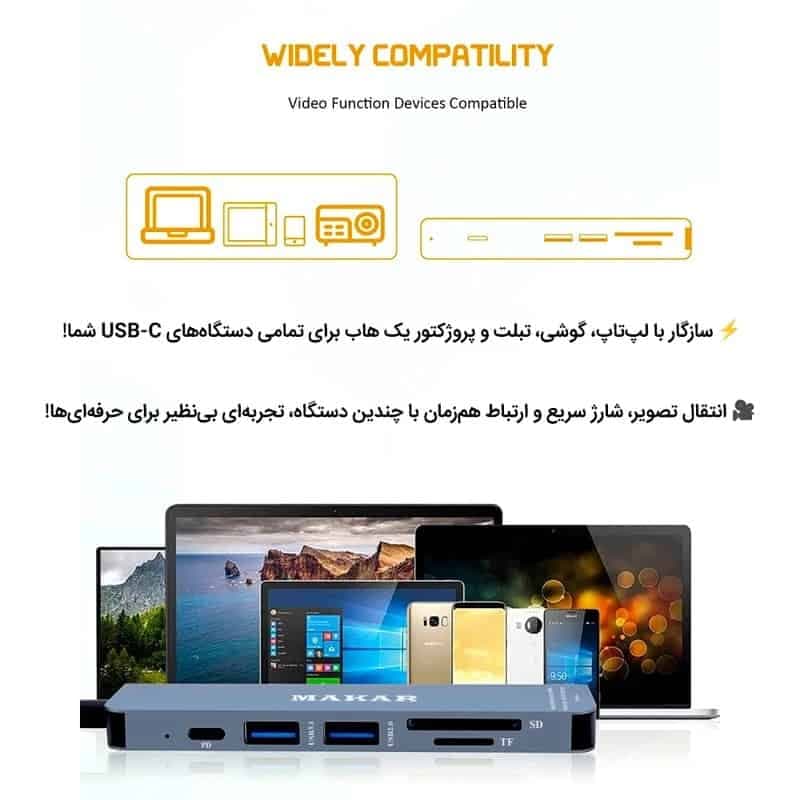 هاب داک استیشن 6 پورت ماکار مدل MK-DOCK-4K HDMI با خروجی HDMI و PD — تصویر ۸